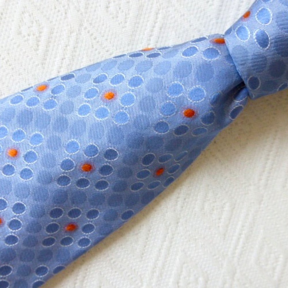 SONIA RYKIEL blue orange dot geometric SILK TIE made in France